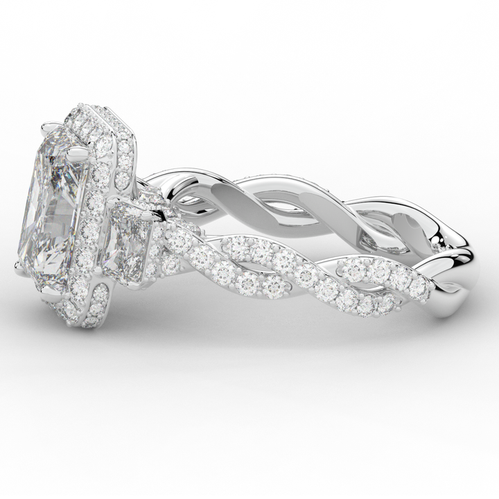 4.70CT.TW RADIANT LAB DIAMOND 3 STONE ENGAGEMENT RING - Nazarelle