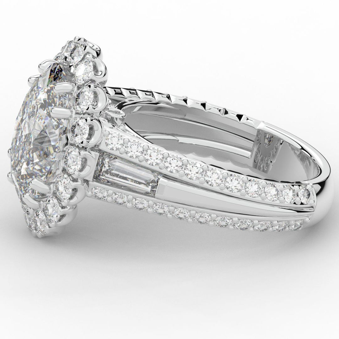 5.75CT.TW OVAL LAB DIAMOND HALO ENGAGEMENT RING - Nazarelle