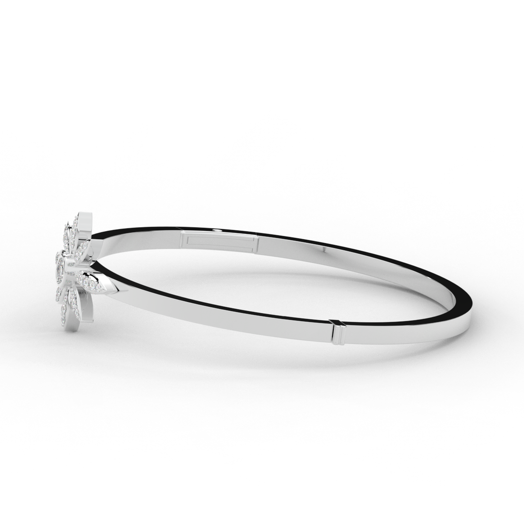 0.40CT.TW ROUND LAB BEZEL AND PRONG SET FLOWER DIAMOND BANGLE - Nazarelle