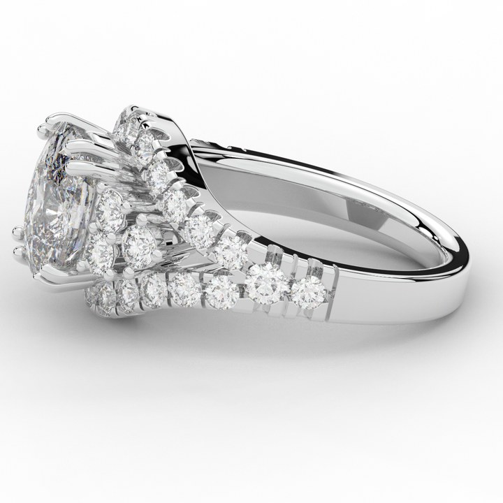 3.10CT.TW CUSHION LAB DIAMOND HALO ENGAGEMENT RING - Nazarelle