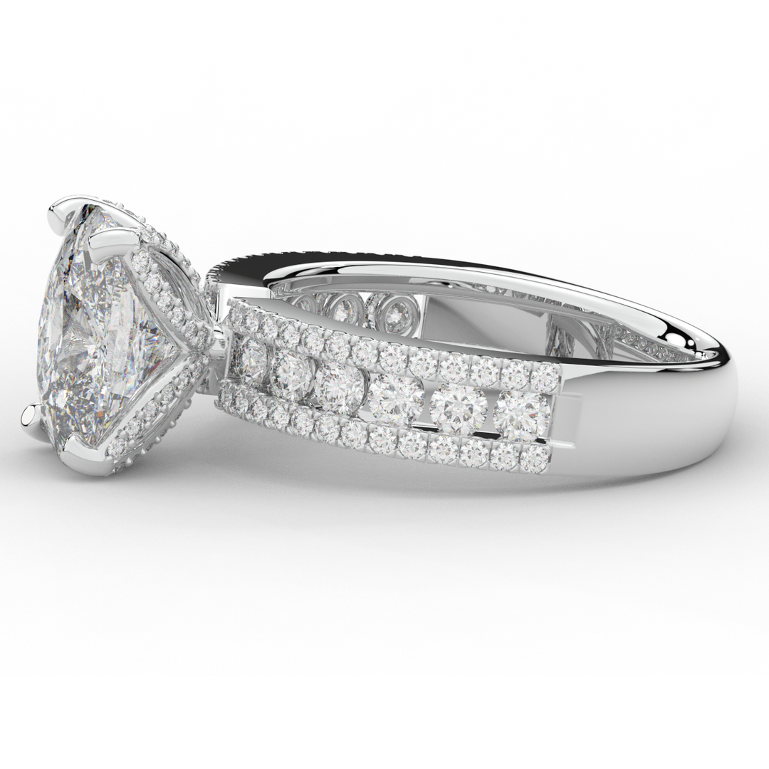 3.95CT.TW CUSHION LAB DIAMOND SOLITAIRE ENGAGEMENT RING - Nazarelle