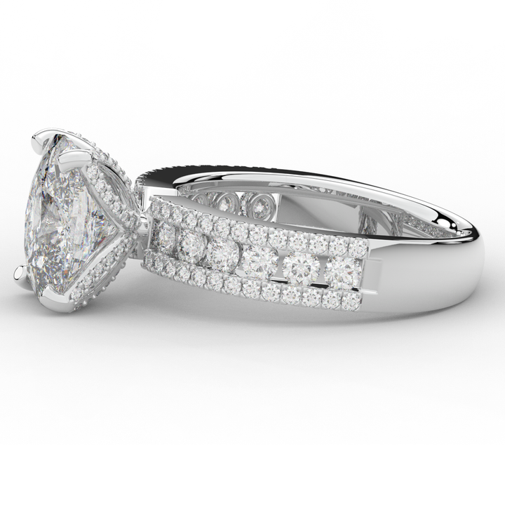 3.95CT.TW CUSHION LAB DIAMOND SOLITAIRE ENGAGEMENT RING - Nazarelle