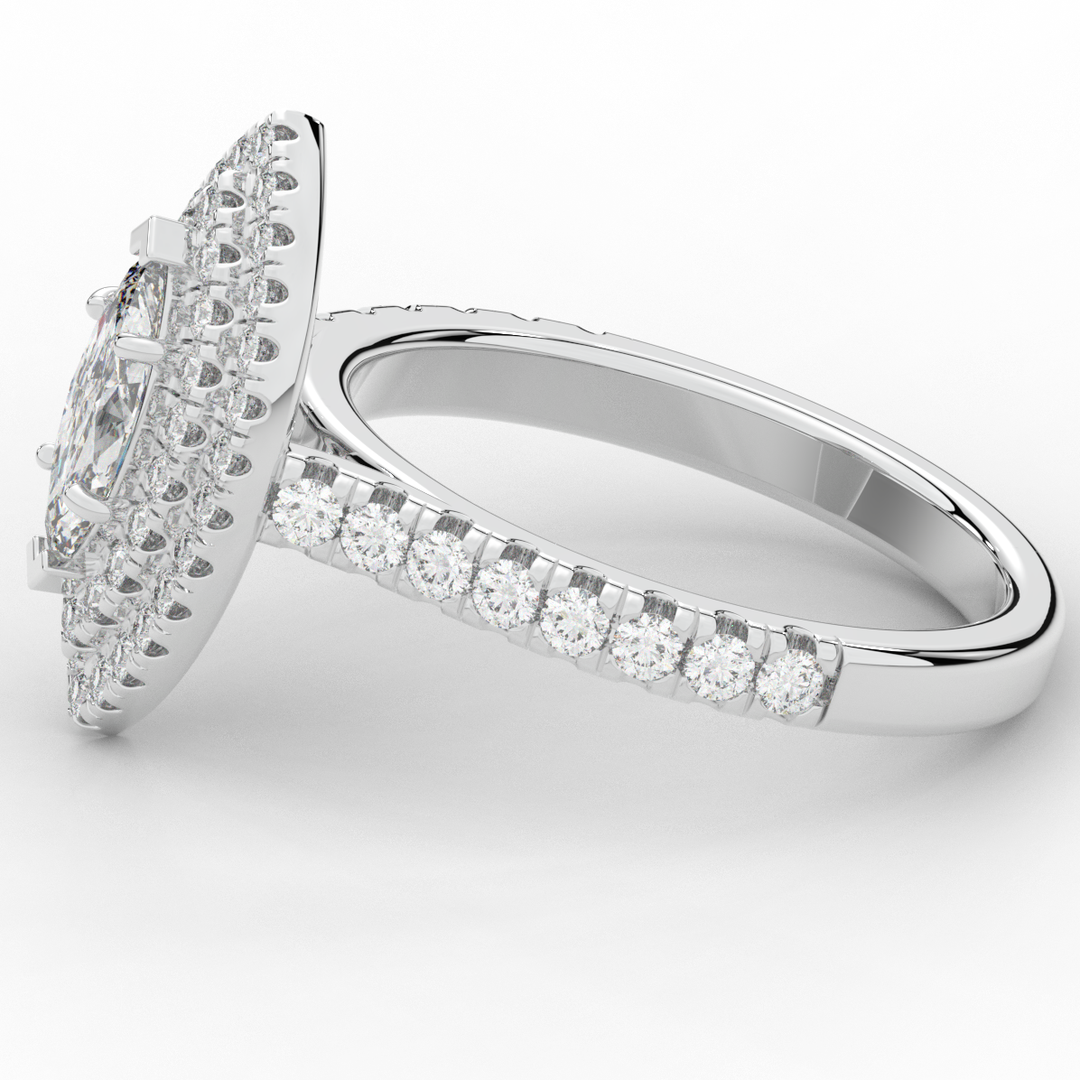 1.00CT.TW MARQUISE LAB DIAMOND HALO ENGAGEMENT RING - Nazarelle