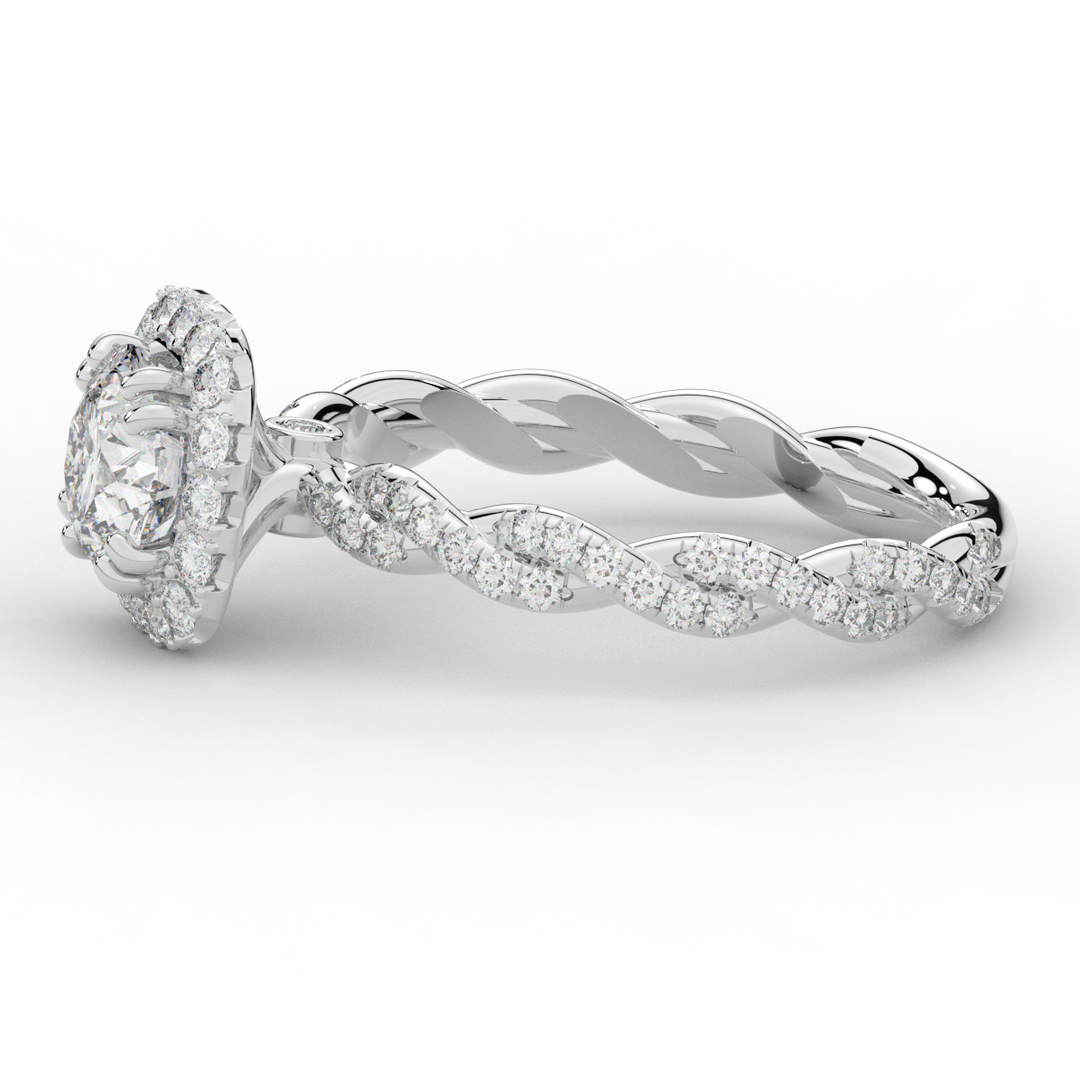 1.55CT.TW ROUND LAB DIAMOND HALO TWIST ENGAGEMENT RING - Nazarelle
