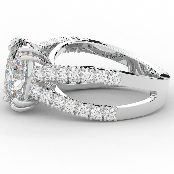 3.75CT.TW OVAL LAB DIAMOND SPLIT BAND ENGAGEMENT RING - Nazarelle