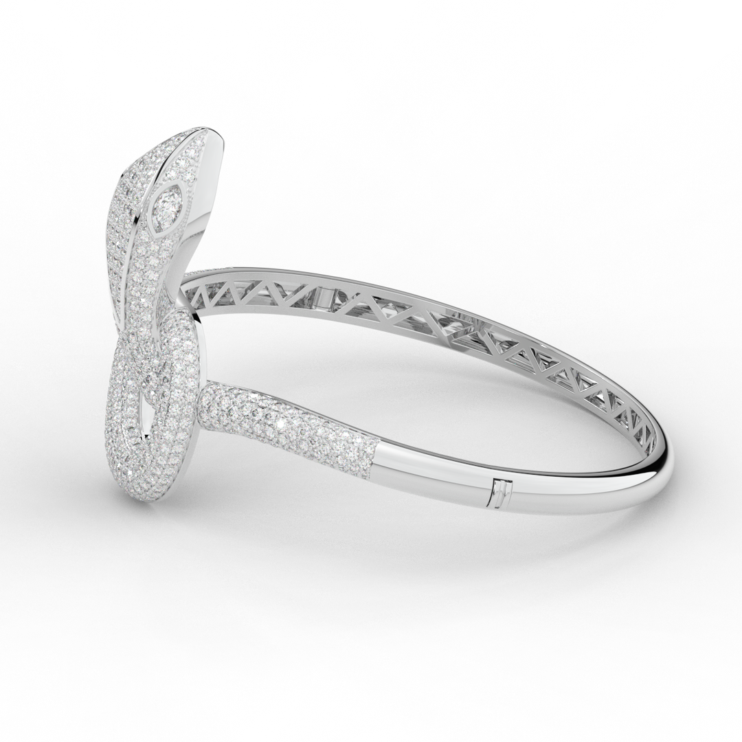 4.90CT.TW ROUND AND PEAR LAB DIAMOND SNAKE BANGLE - Nazarelle