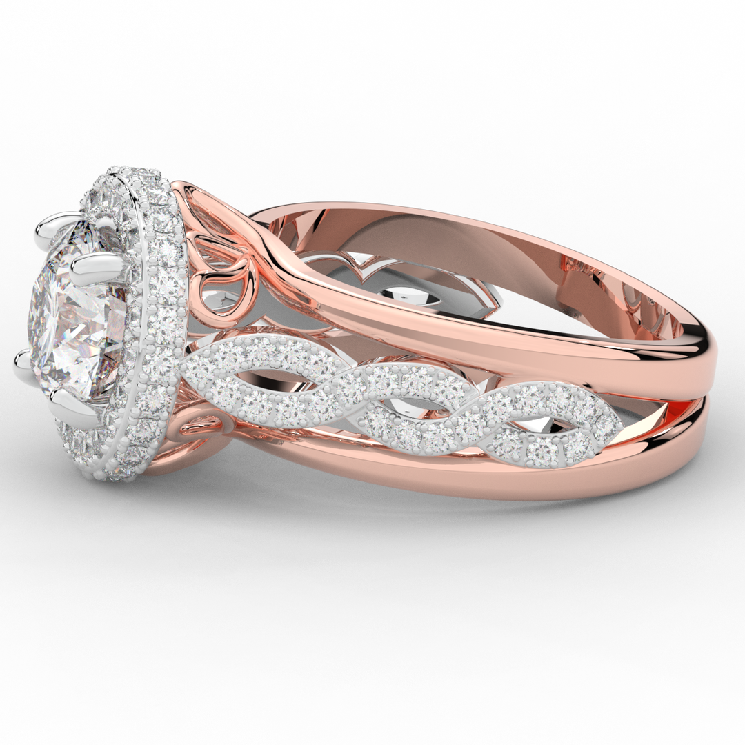 2.85CT.TW ROUND LAB DIAMOND HALO TWO TONE ENGAGEMENT RING - Nazarelle