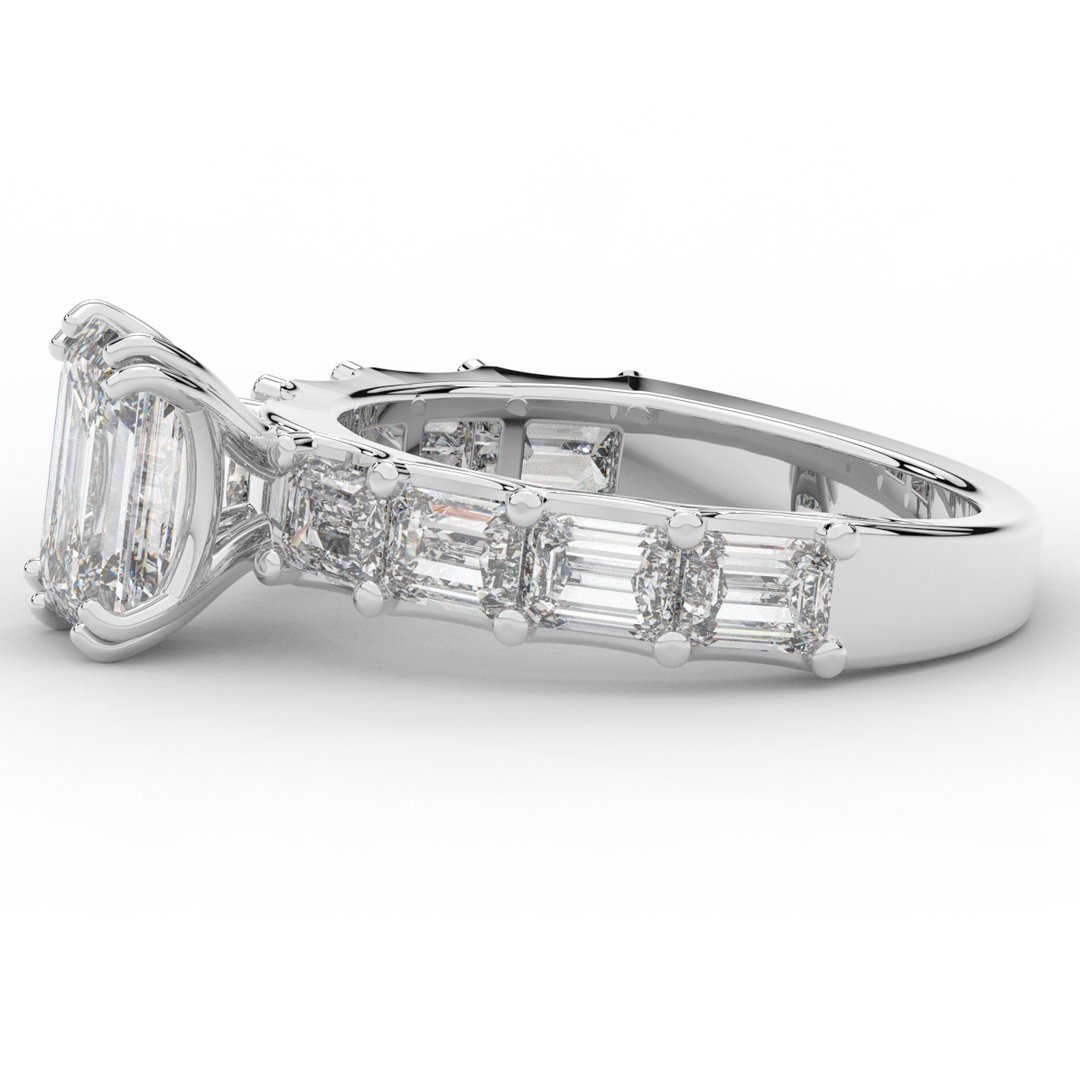 3.75CT.TW EMERALD CUT LAB DIAMOND SOLITAIRE ENGAGEMENT RING - Nazarelle