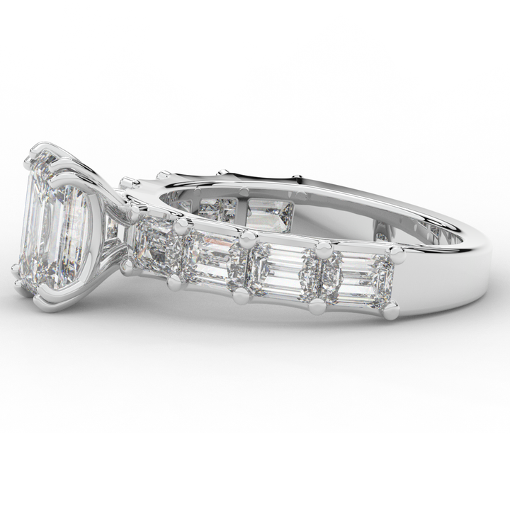 3.75CT.TW EMERALD CUT LAB DIAMOND SOLITAIRE ENGAGEMENT RING - Nazarelle