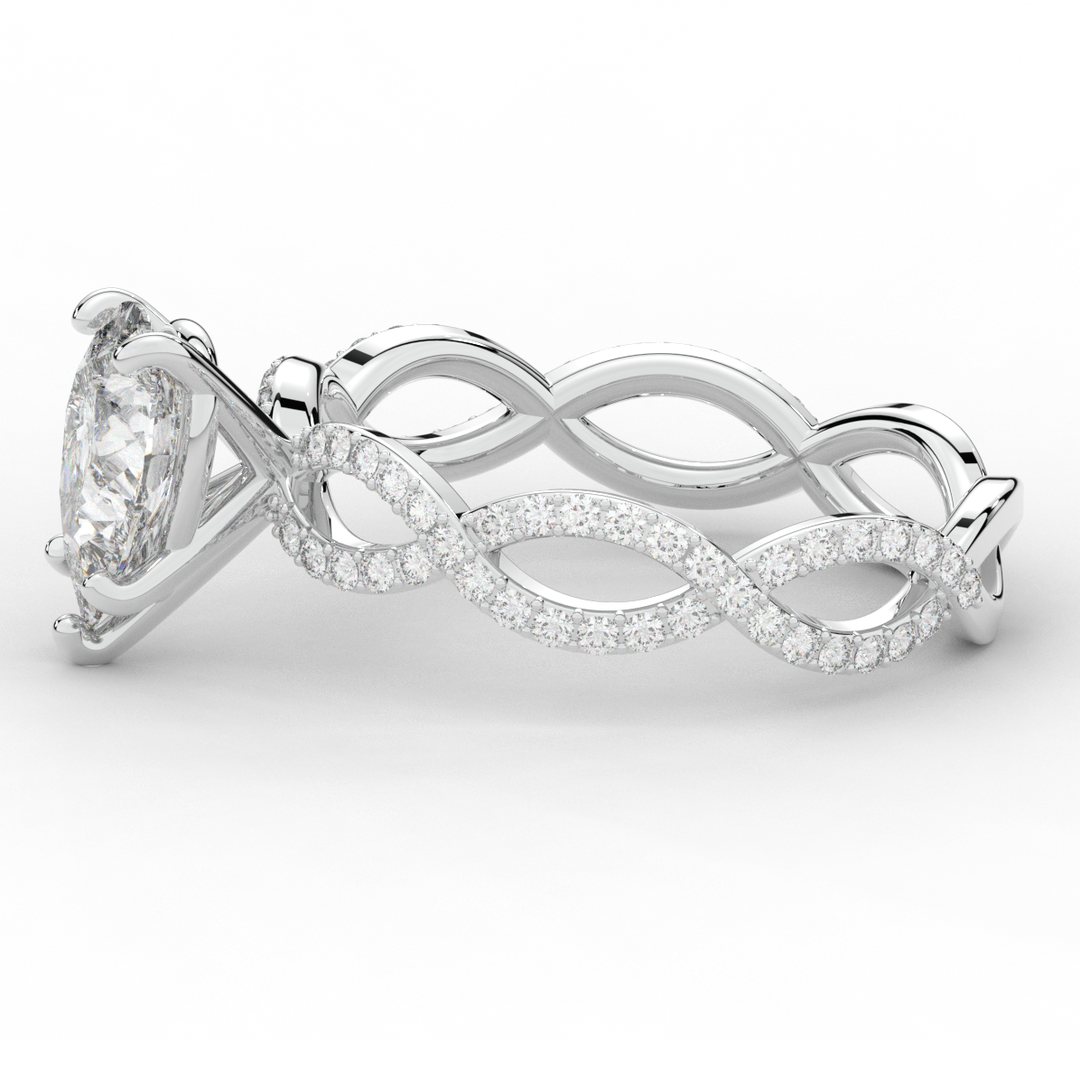 1.30CT.TW PEAR LAB DIAMOND TWIST BAND ENGAGEMENT RING - Nazarelle