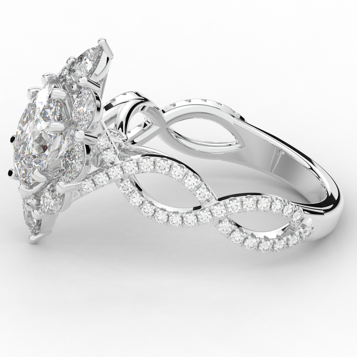 3.00CT.TW OVAL LAB DIAMOND HALO ENGAGEMENT RING - Nazarelle
