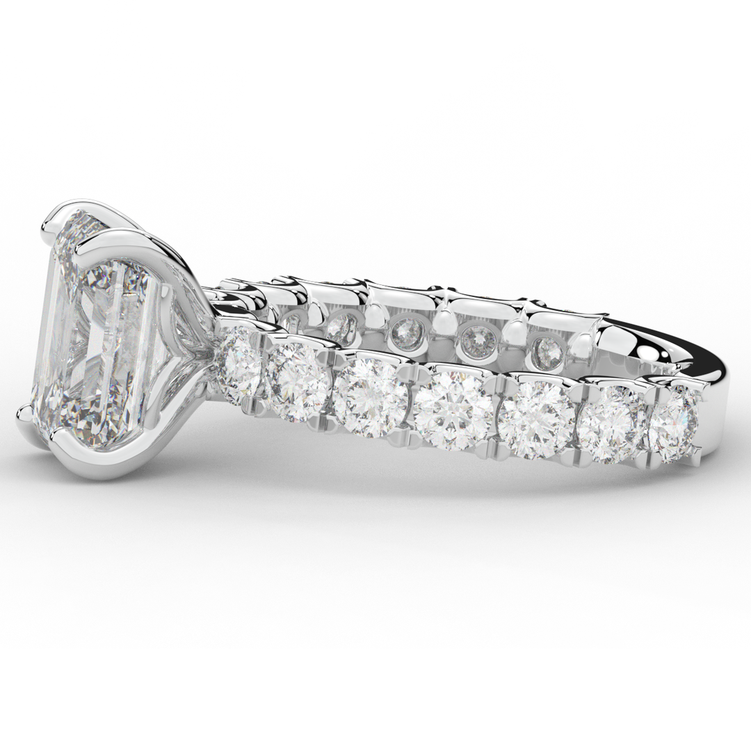 4.35CT.TW EMERALD CUT LAB DIAMOND ENGAGEMENT RING - Nazarelle
