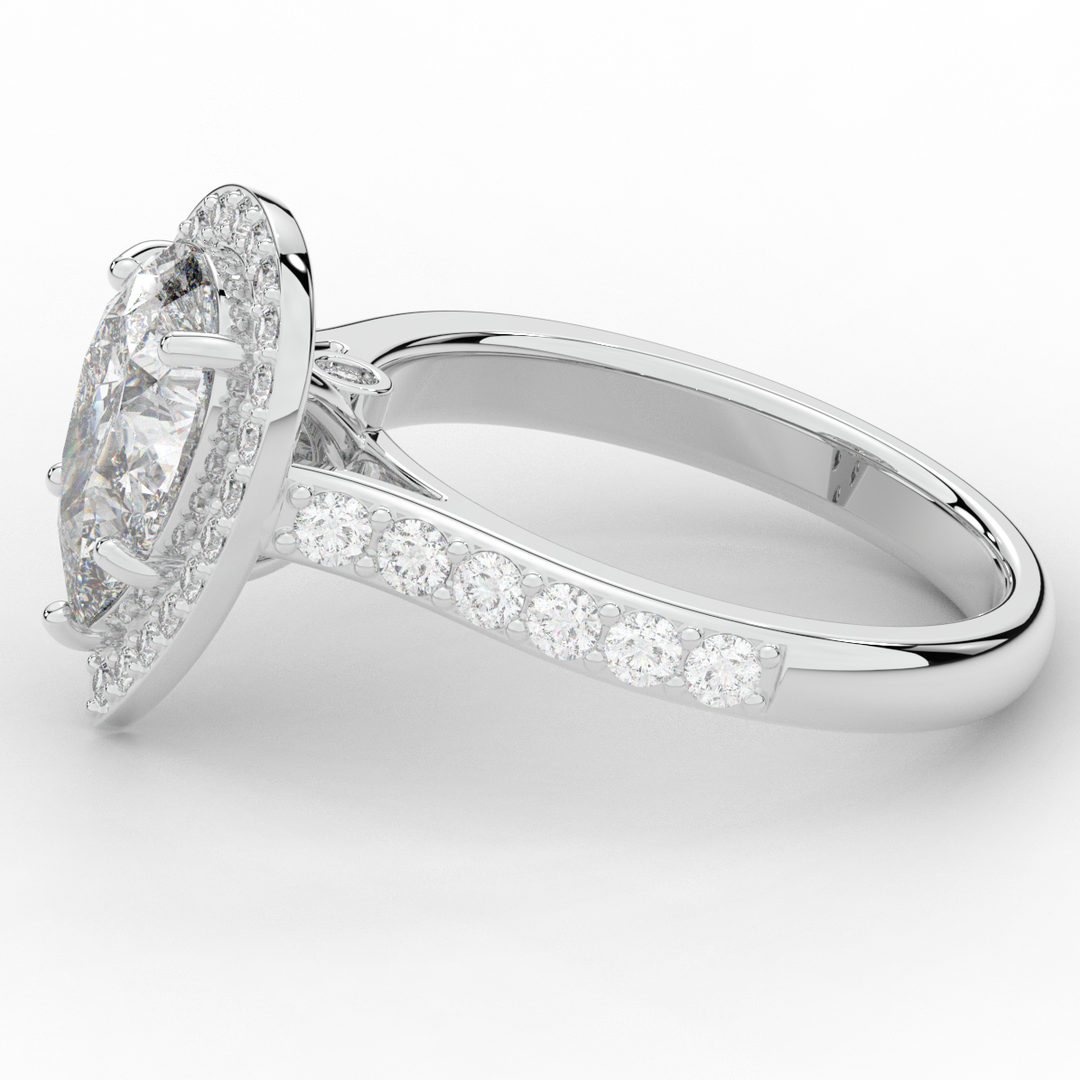2.50CT.TW PEAR LAB DIAMOND HALO ENGAGEMENT RING - Nazarelle