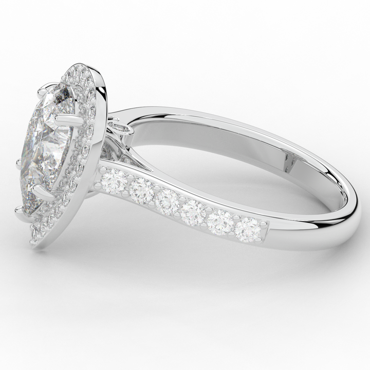 2.50CT.TW PEAR LAB DIAMOND HALO ENGAGEMENT RING - Nazarelle