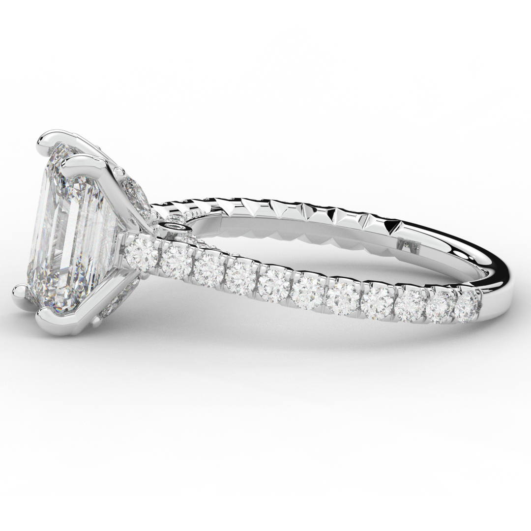 2.70CT.TW EMERALD CUT LAB DIAMOND SOLITAIRE ENGAGEMENT RING - Nazarelle