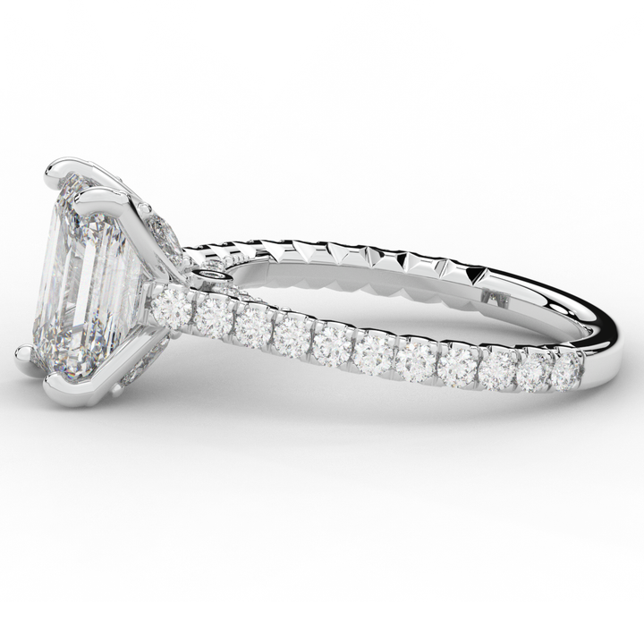 2.70CT.TW EMERALD CUT LAB DIAMOND SOLITAIRE ENGAGEMENT RING - Nazarelle