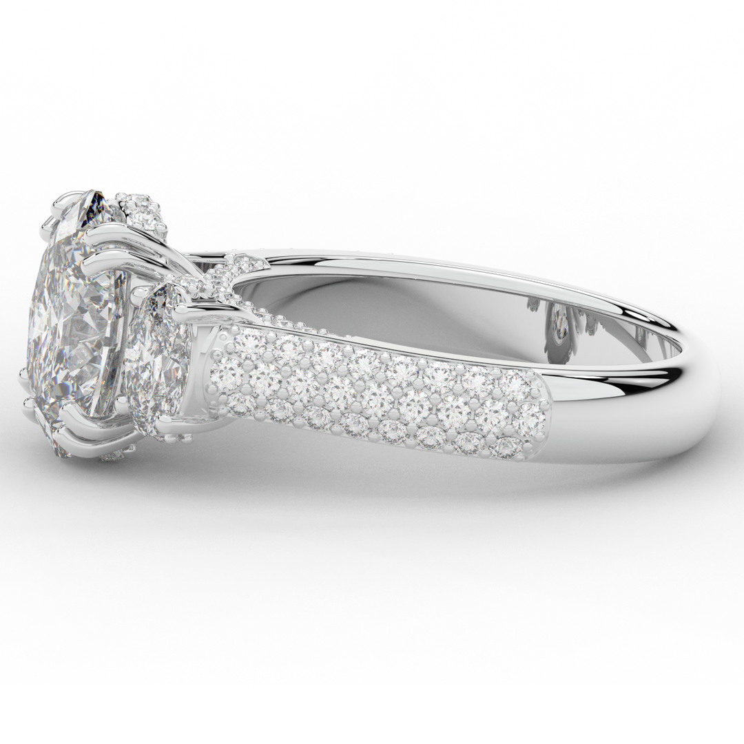 3.70CT.TW OVAL LAB DIAMOND 3 STONE ENGAGEMENT RING - Nazarelle