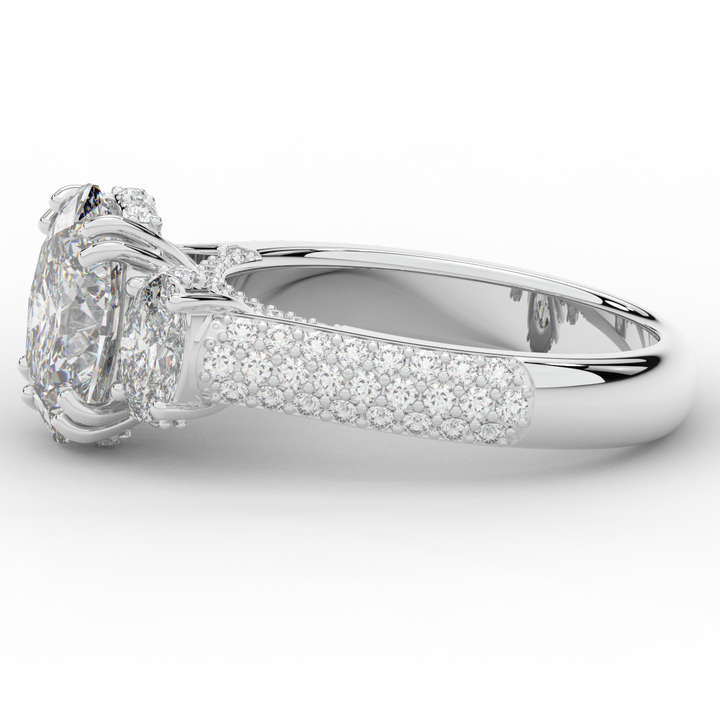 3.70CT.TW OVAL LAB DIAMOND 3 STONE ENGAGEMENT RING - Nazarelle