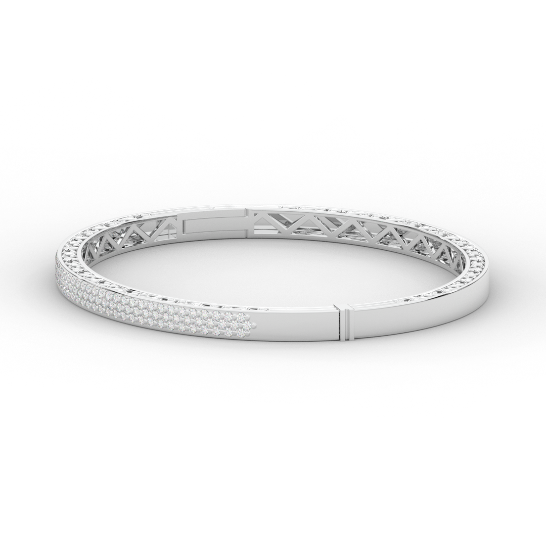 0.75CT.TW 3 ROW ROUND LAB DIAMOND  BANGLE - Nazarelle