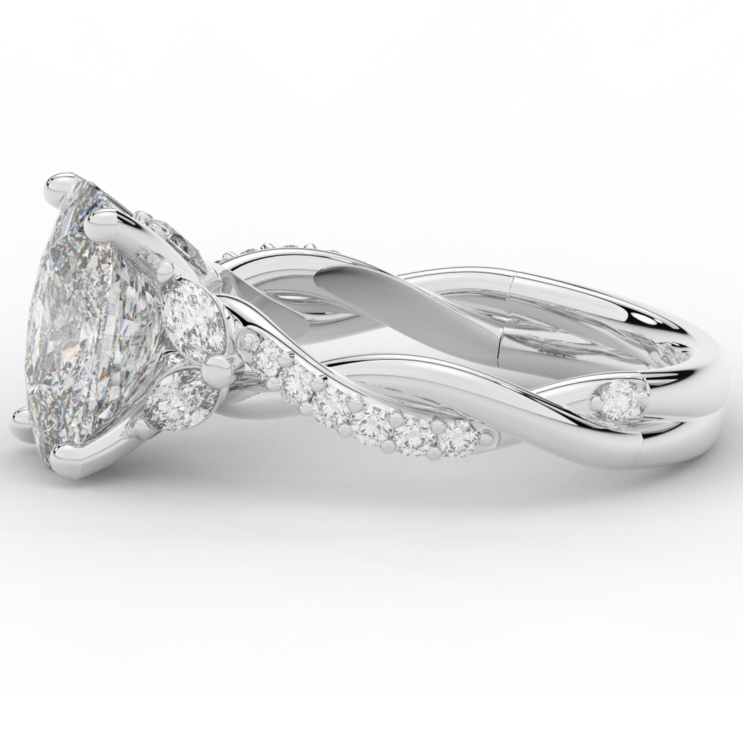 2.40CT.TW CUSHION LAB DIAMOND TWIST BAND ENGAGEMENT RING - Nazarelle