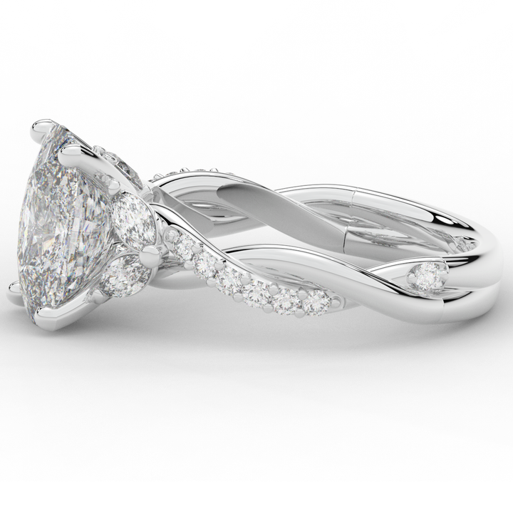 2.40CT.TW CUSHION LAB DIAMOND TWIST BAND ENGAGEMENT RING - Nazarelle