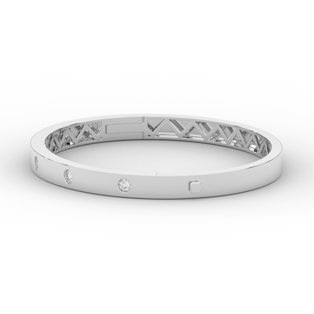 0.50CT.TW ROUND LAB DIAMOND BEZEL SET BANGLE - Nazarelle