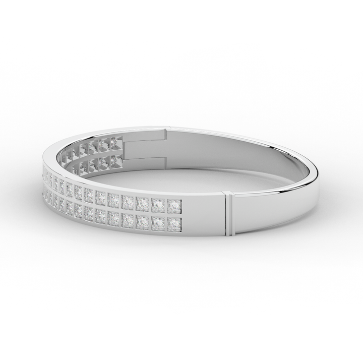 2.00CT.TW ROUND LAB TWO ROW DIAMOND BANGLE - Nazarelle