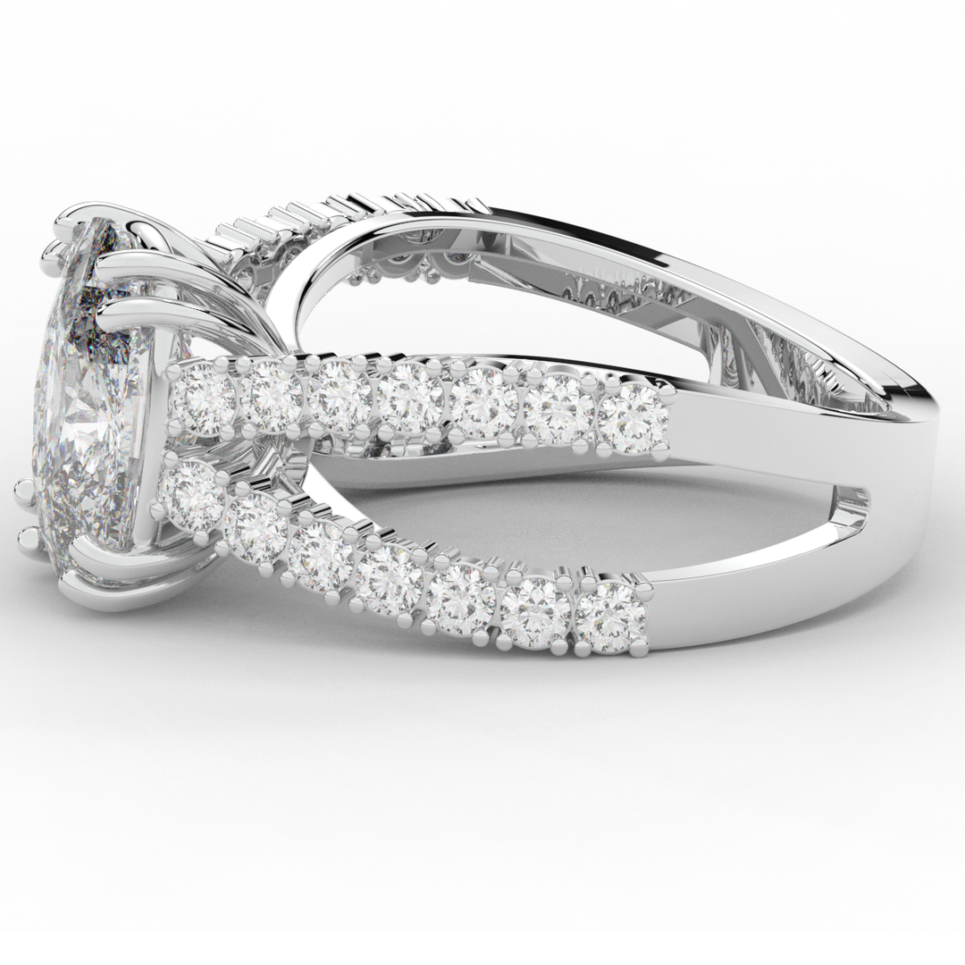 3.75CT.TW CUSHION LAB DIAMOND SPLIT BAND ENGAGEMENT RING - Nazarelle