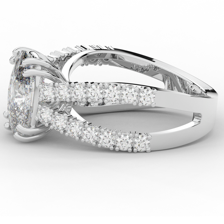 3.75CT.TW CUSHION LAB DIAMOND SPLIT BAND ENGAGEMENT RING - Nazarelle