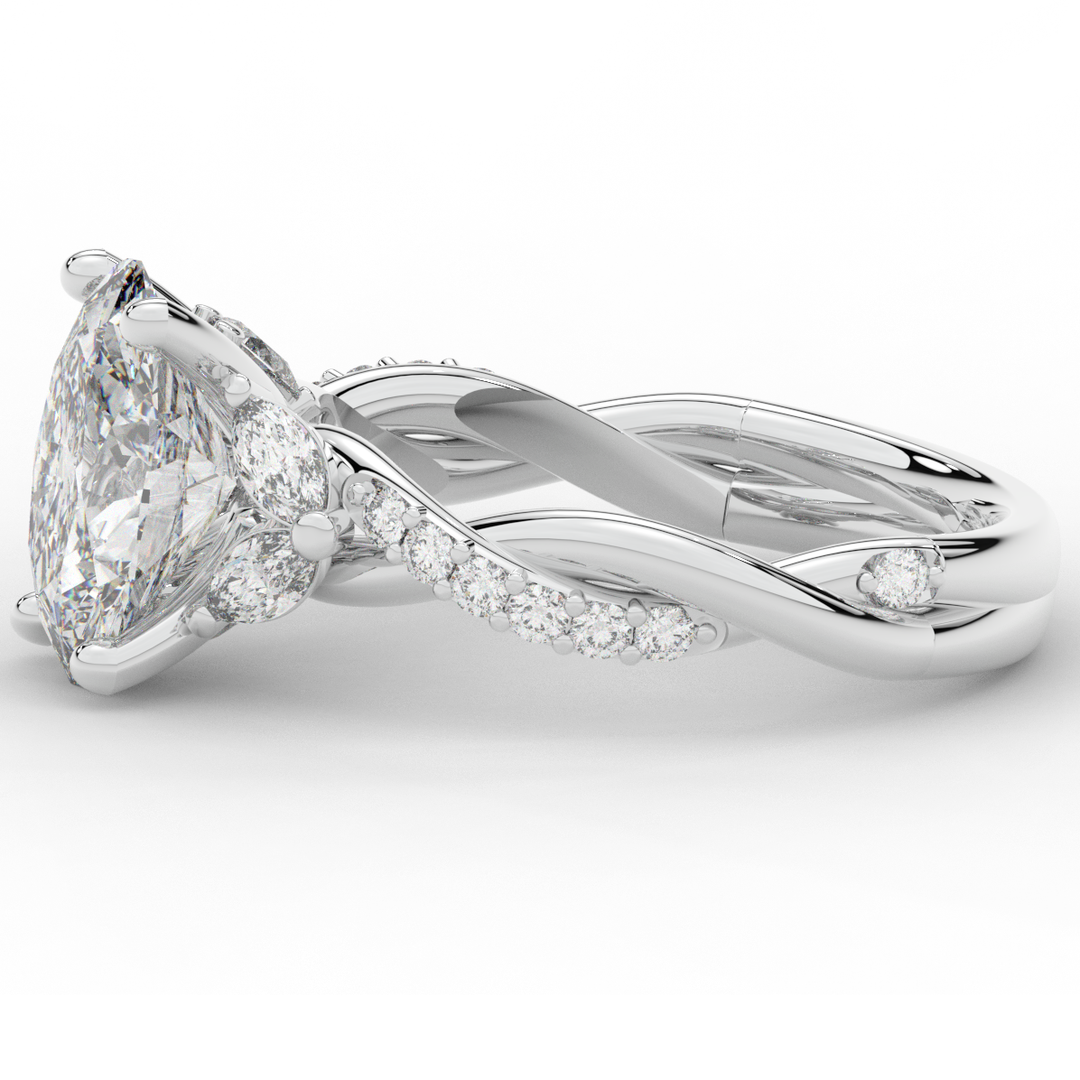 2.40CT.TW OVAL LAB DIAMOND TWIST ENGAGEMENT RING - Nazarelle