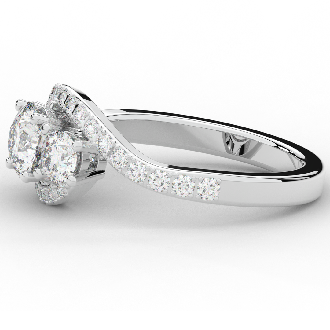 1.65CT.TW ROUND LAB DIAMOND TWIST HALO ENGAGEMENT RING - Nazarelle