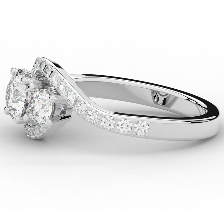 1.65CT.TW ROUND LAB DIAMOND TWIST HALO ENGAGEMENT RING - Nazarelle