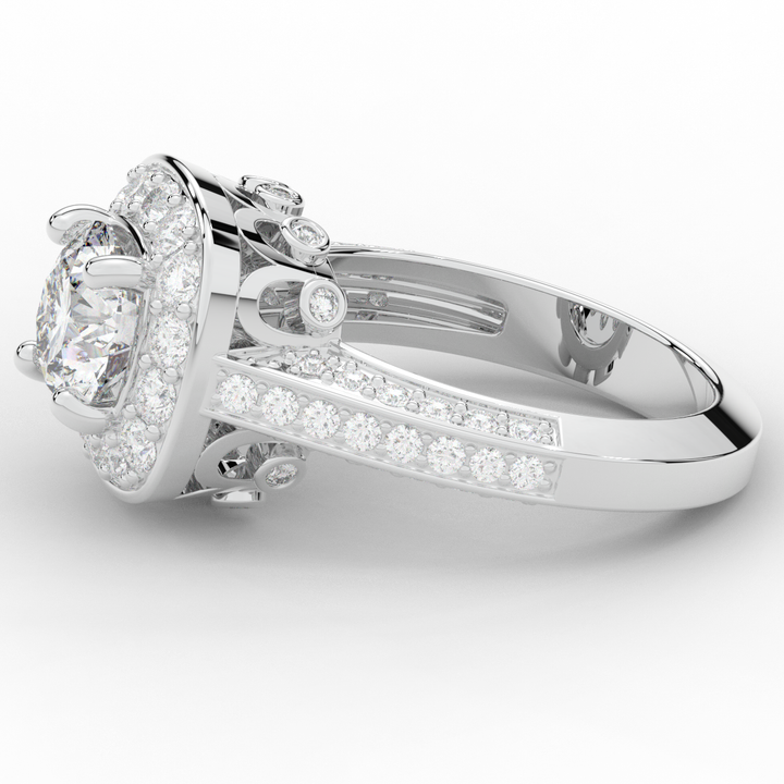 1.50CT.TW ROUND LAB DIAMOND HALO ENGAGEMENT RING - Nazarelle