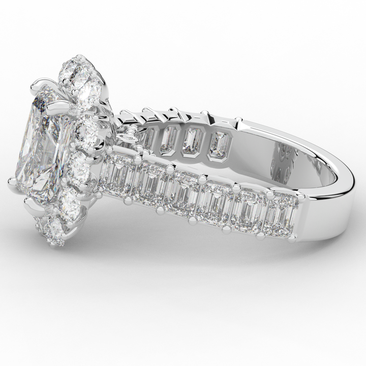 6.00CT.TW RADIANT LAB DIAMOND HALO ENGAGEMENT RING - Nazarelle