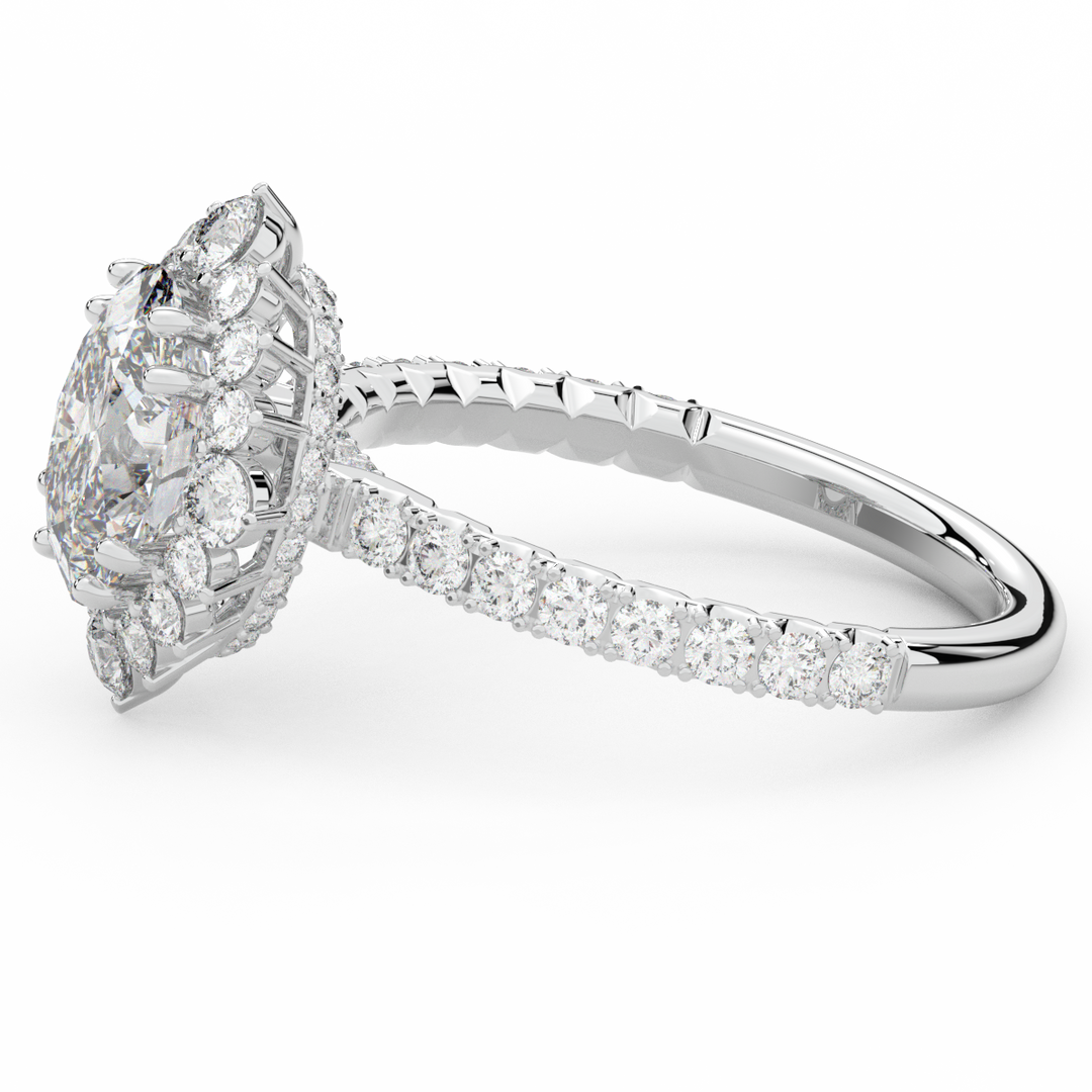 2.80CT.TW OVAL LAB DIAMOND HALO ENGAGEMENT RING - Nazarelle