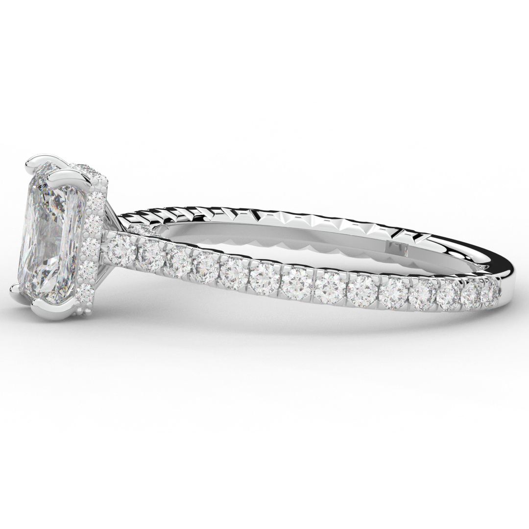 2.10CT.TW RADIANT LAB DIAMOND UNDERHALO SOLITAIRE ENGAGEMENT RING - Nazarelle