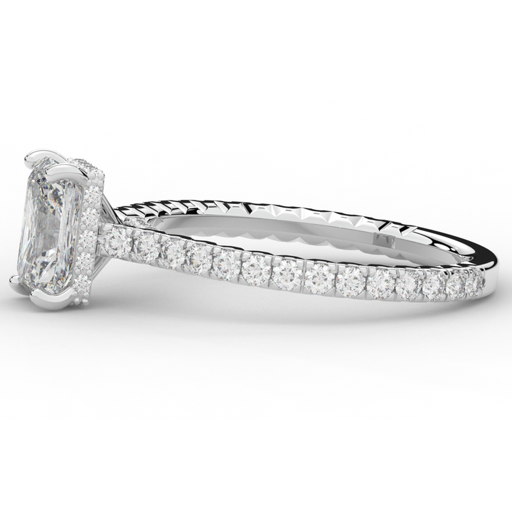 2.10CT.TW RADIANT LAB DIAMOND UNDERHALO SOLITAIRE ENGAGEMENT RING - Nazarelle