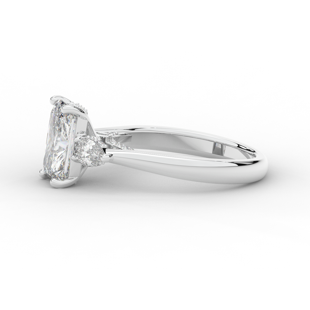 2.40CT.TW RADIANT LAB DIAMOND 3 STONE ENGAGEMENT RING - Nazarelle