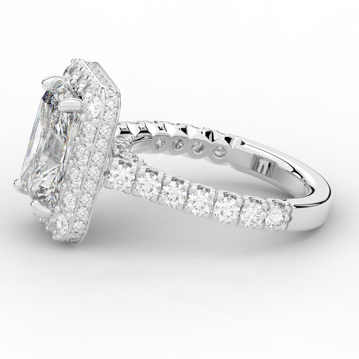 4.50CT.TW RADIANT LAB DIAMOND HALO ENGAGEMENT RING - Nazarelle