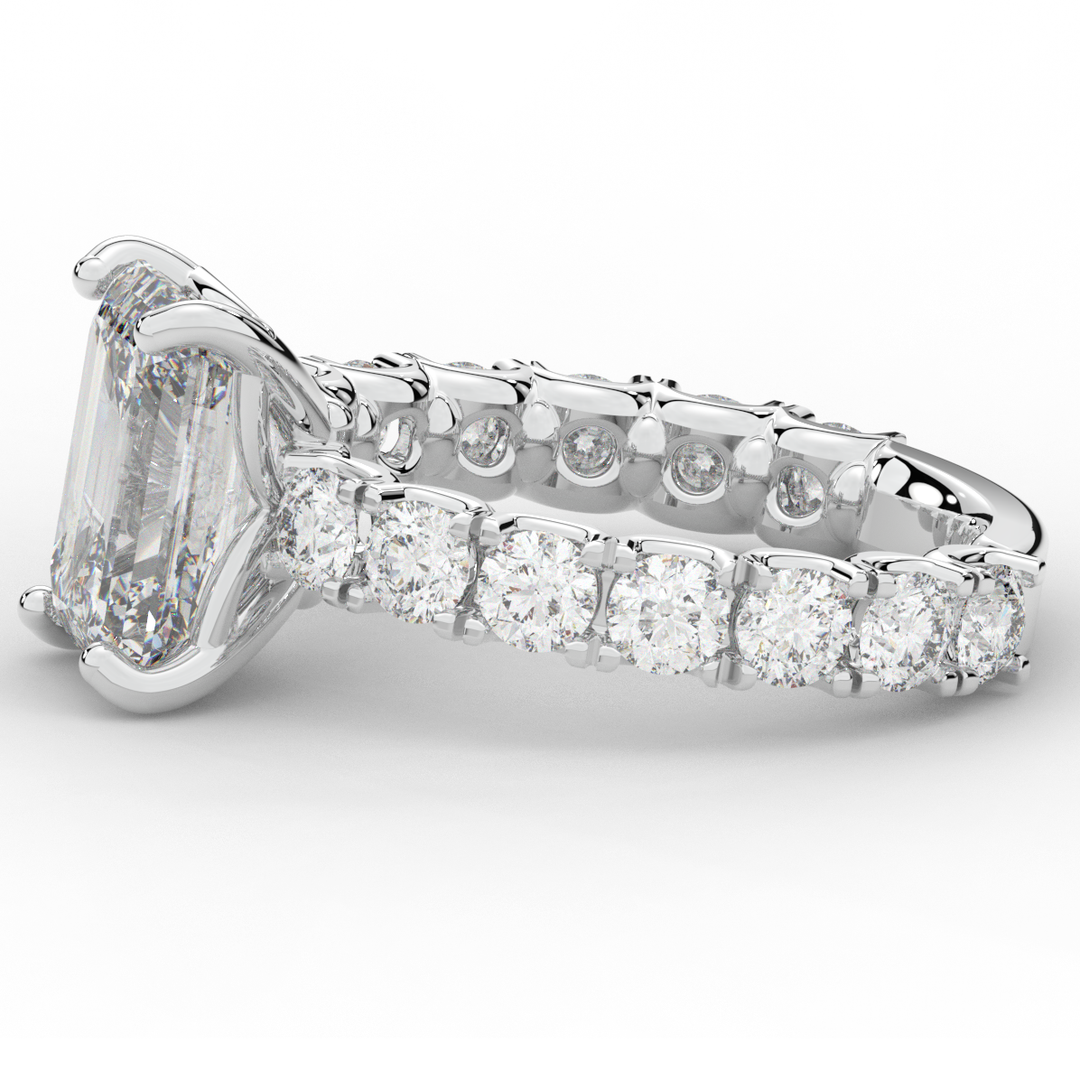 4.35CT.TW EMERALD CUT LAB DIAMOND ENGAGEMENT RING - Nazarelle