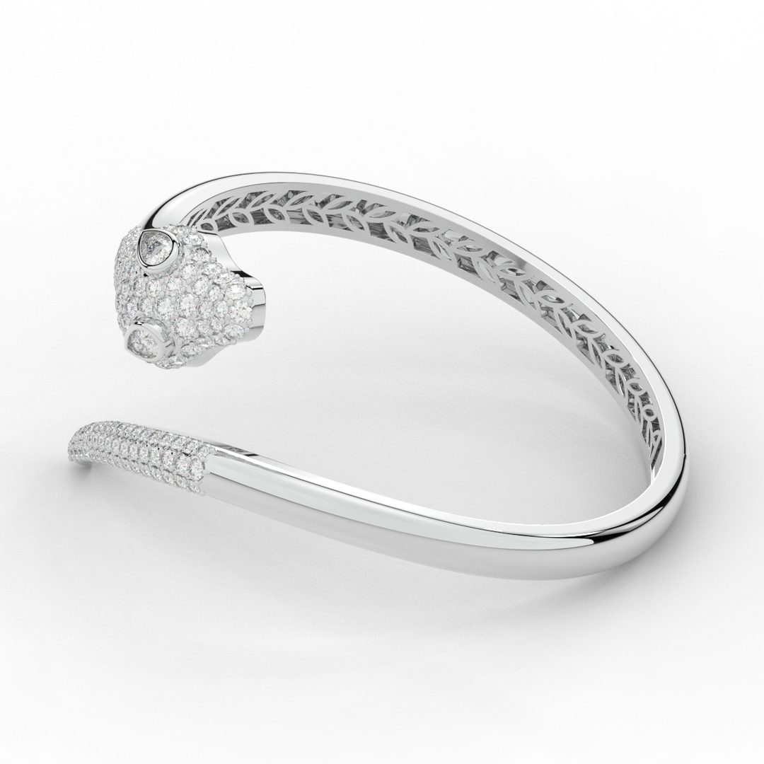 3.75CT.TW ROUND AND PEAR LAB DIAMOND SNAKE BANGLE - Nazarelle