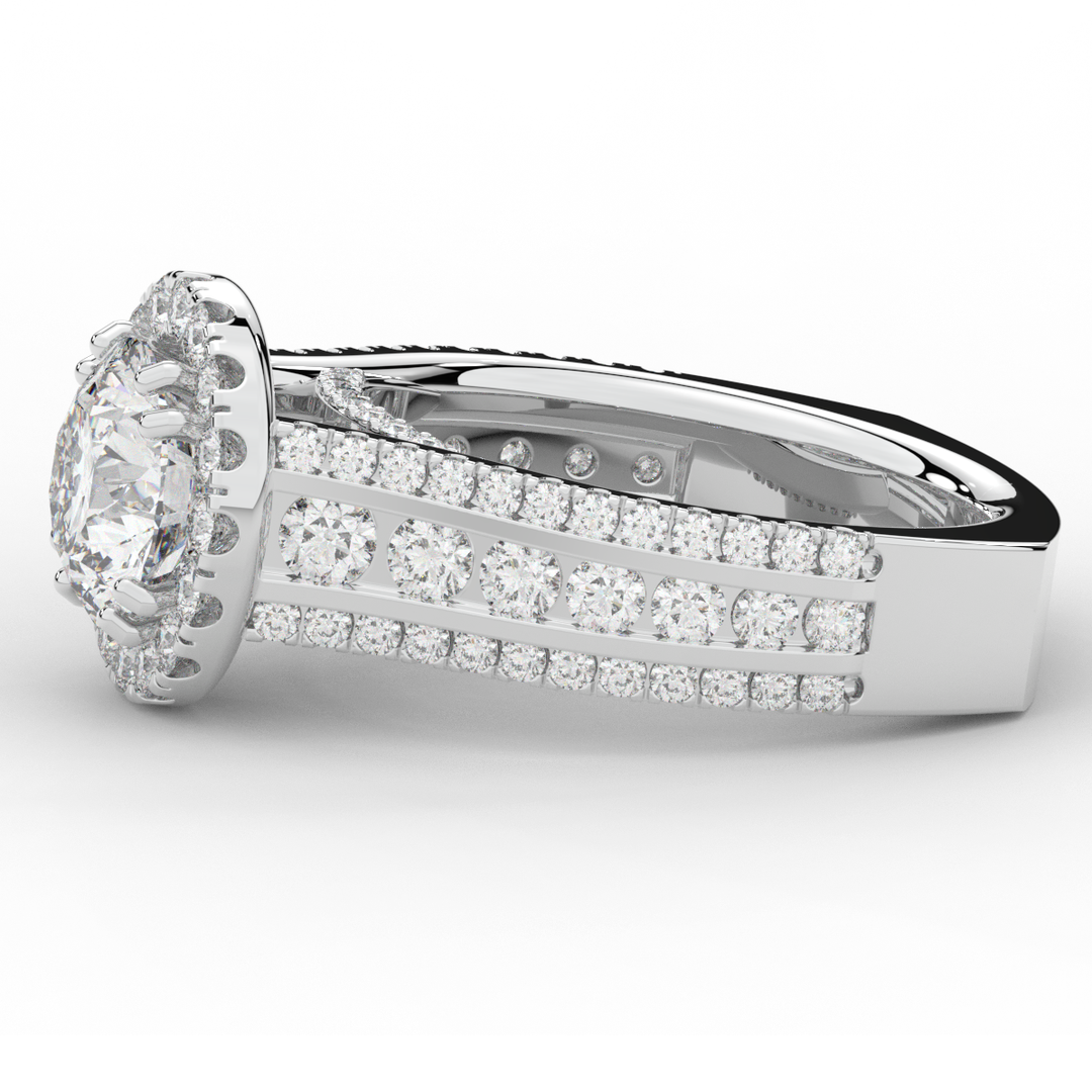 2.90CT.TW ROUND LAB DIAMOND HALO ENGAGEMENT RING - Nazarelle