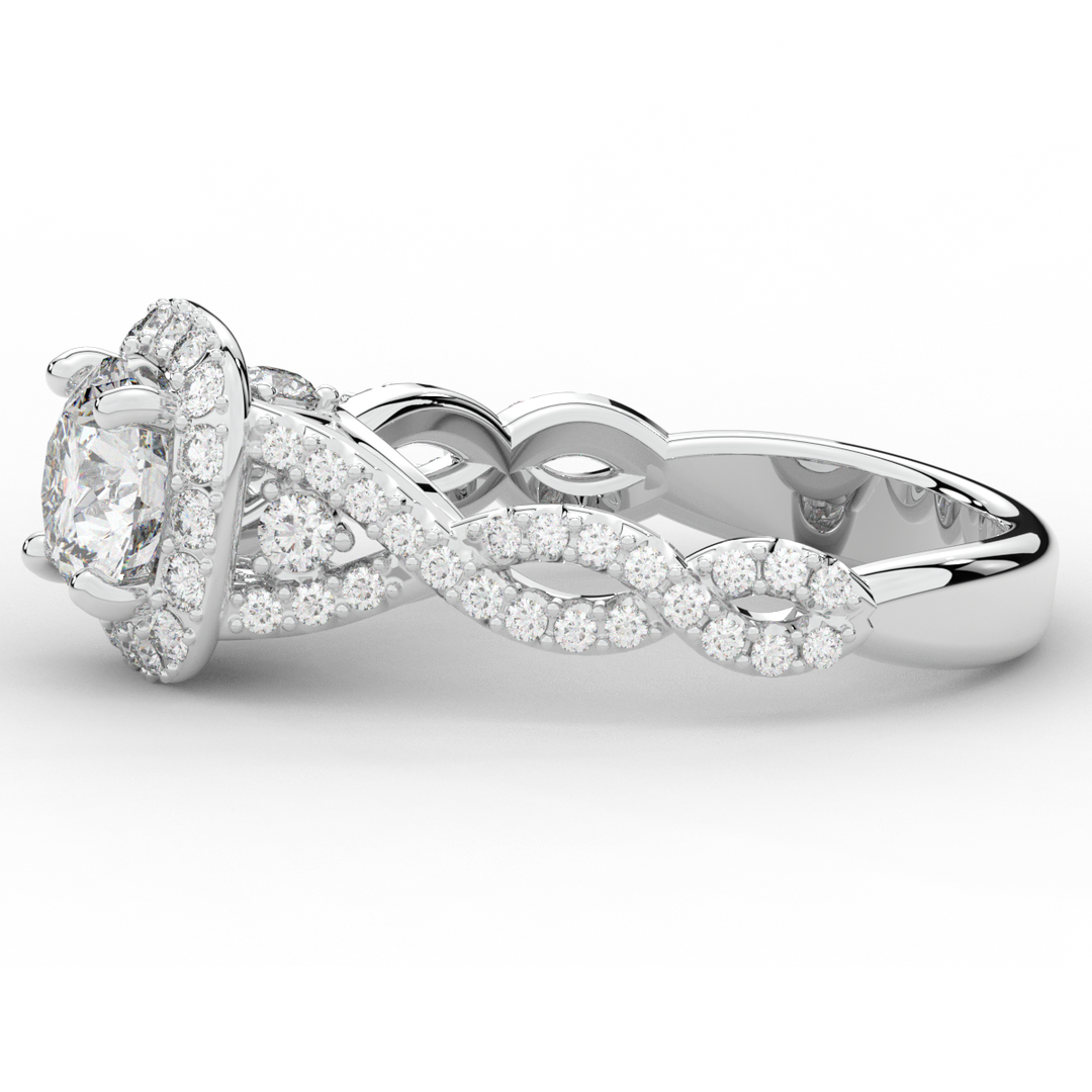 1.30CT.TW ROUND LAB DIAMOND HALO ENGAGEMENT RING - Nazarelle