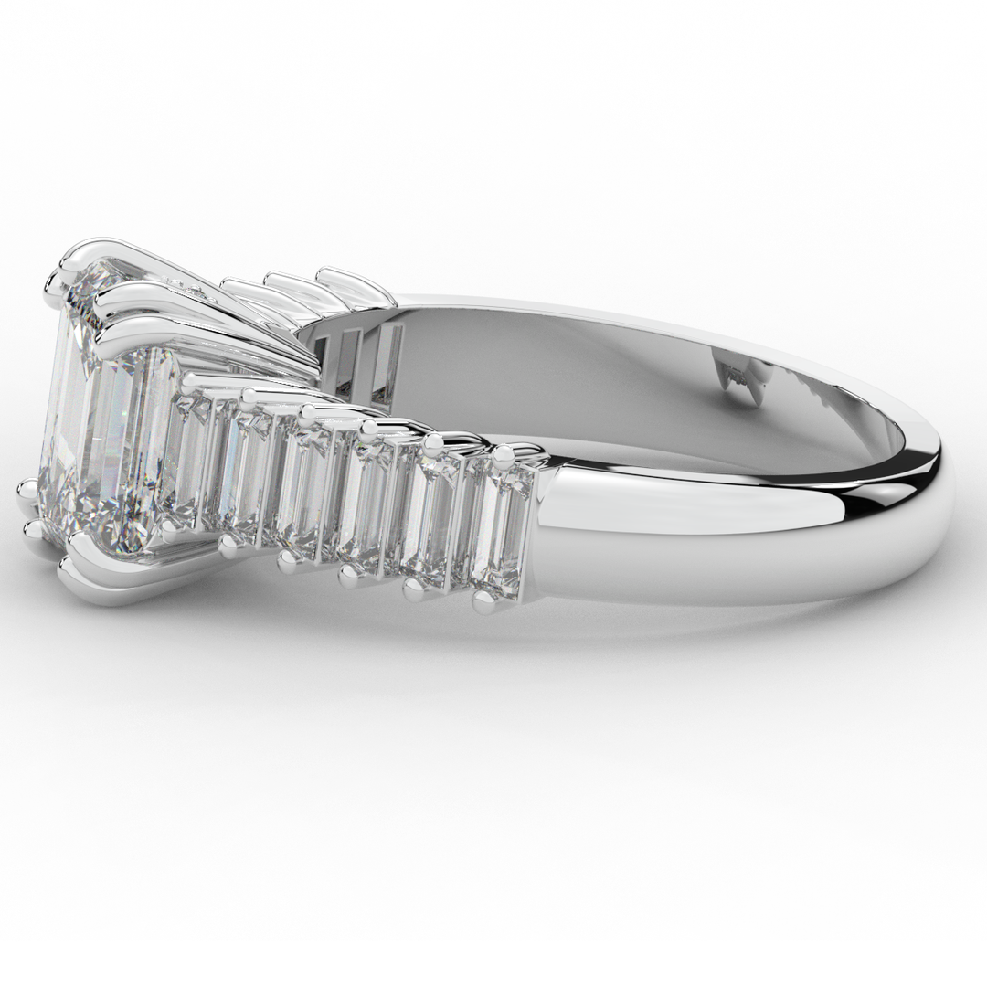 2.60CT.TW EMERALD CUT LAB DIAMOND ENGAGEMENT RING - Nazarelle