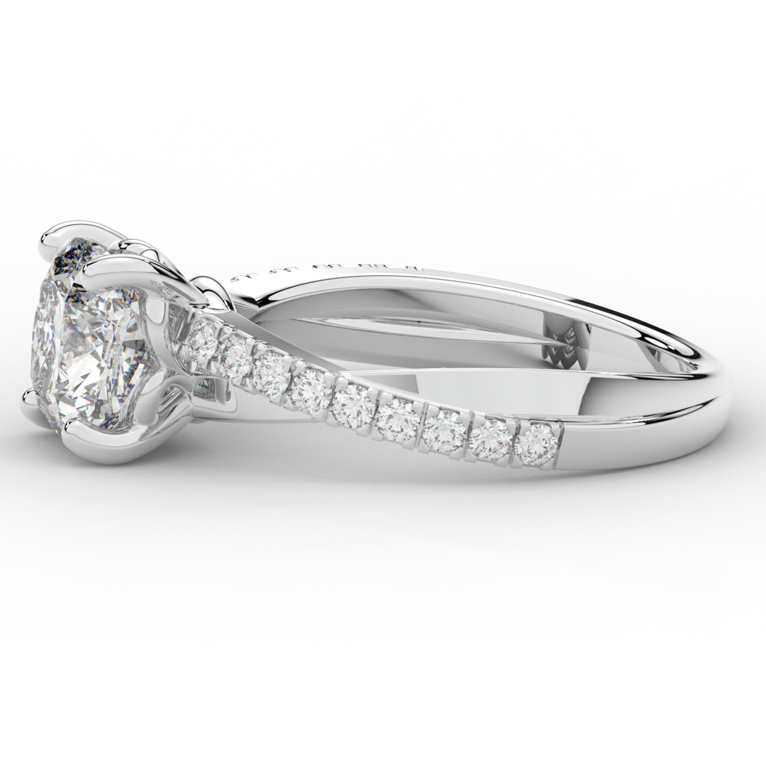 2.20CT.TW CUSHION LAB DIAMOND TWISTBAND ENGAGEMENT RING - Nazarelle