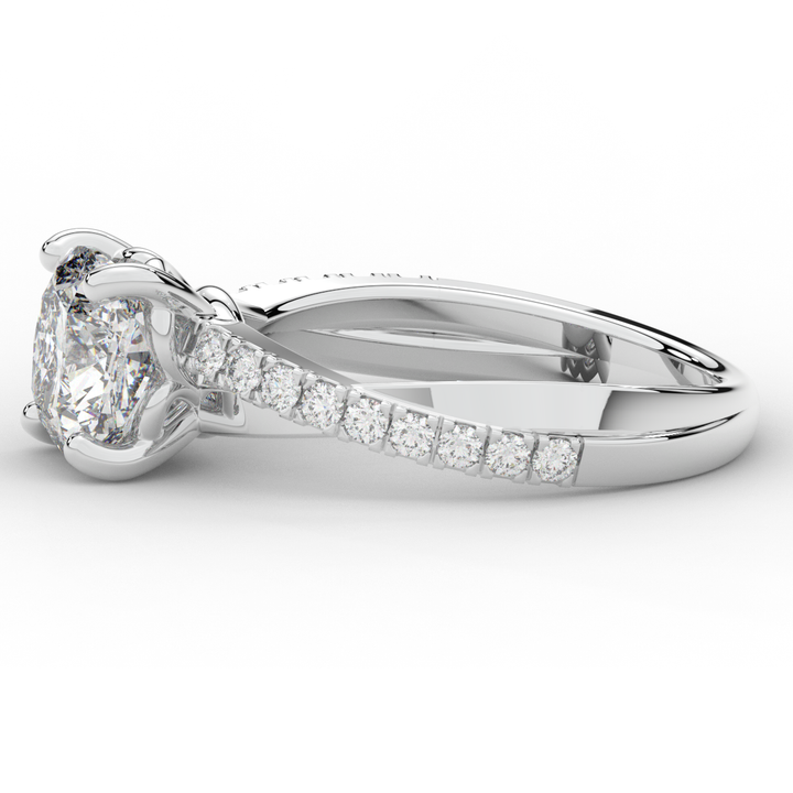 2.20CT.TW CUSHION LAB DIAMOND TWISTBAND ENGAGEMENT RING - Nazarelle