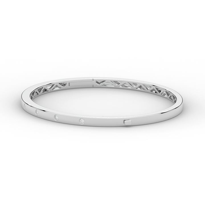 0.15CT.TW ROUND LAB BEZEL SET DIAMOND BANGLE - Nazarelle