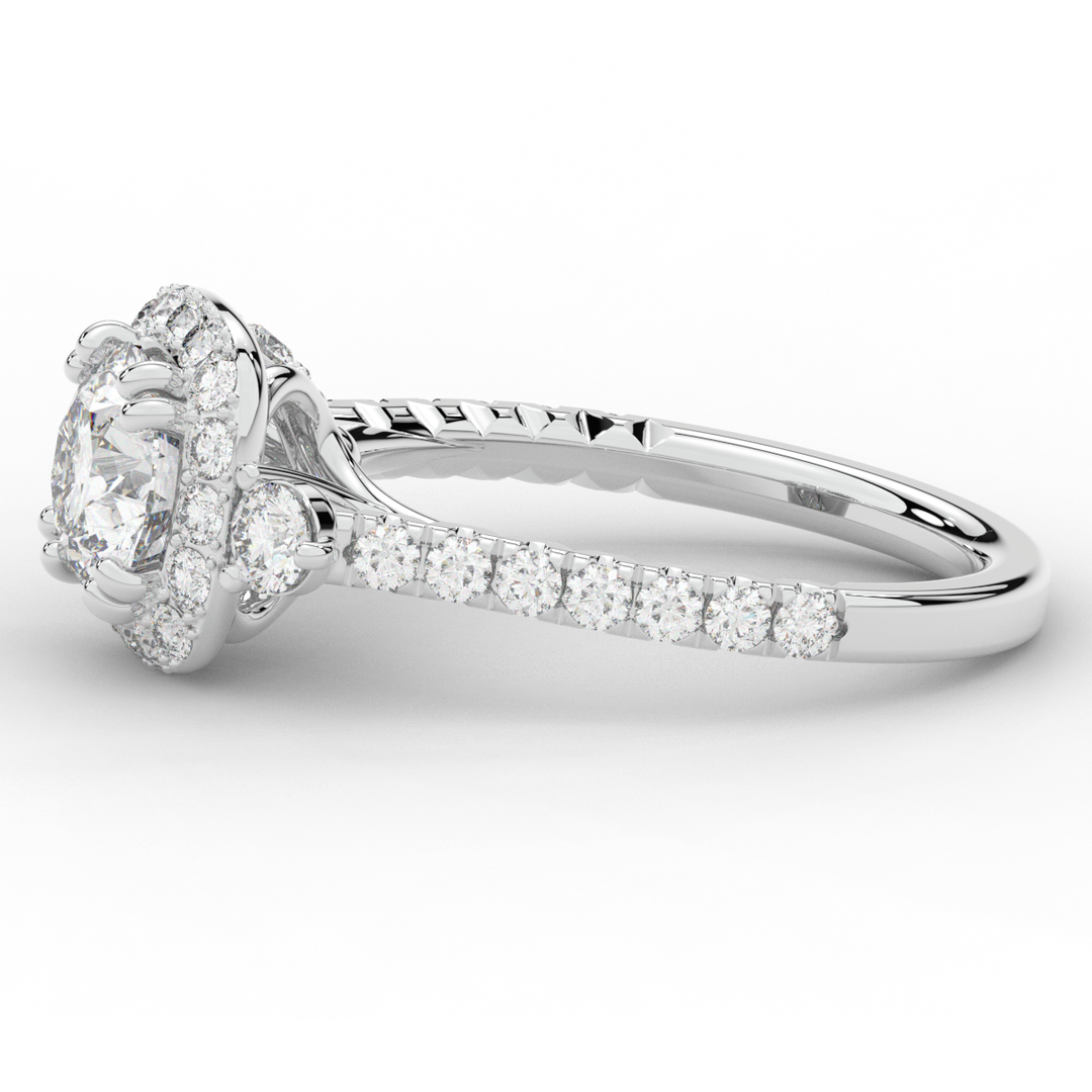 1.75CT.TW ROUND LAB DIAMOND HALO ENGAGEMENT RING - Nazarelle