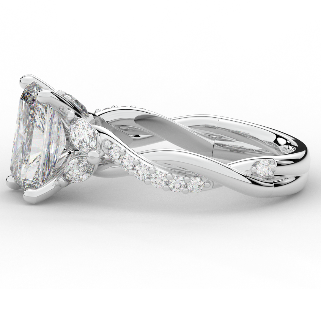 2.40CT.TW RADIANT LAB DIAMOND TWIST BAND ENGAGEMENT RING - Nazarelle