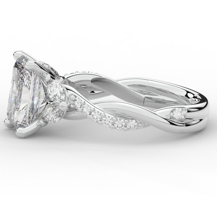 2.40CT.TW RADIANT LAB DIAMOND TWIST BAND ENGAGEMENT RING - Nazarelle